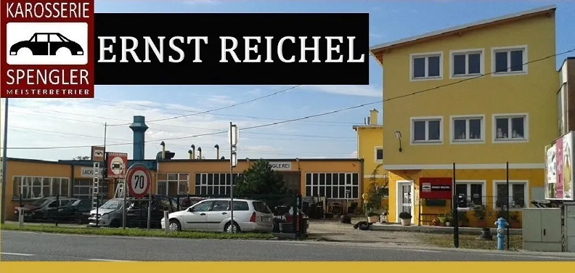 Firmengelände des Karosseriebau-, Autospenglerei- und Autolackiererei-Meisterbetriebs Ernst Reichel in Gerasdorf bei Wien